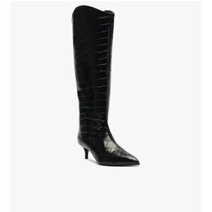 Schultz Black Croc-Embossed Heeled Boots